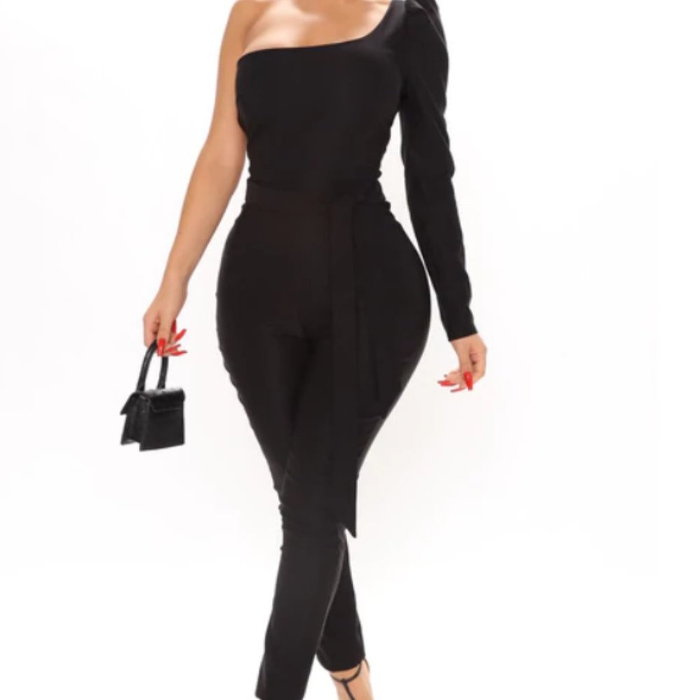 Izabella One Shoulder Jumpsuit - Black
